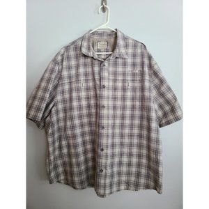 Cabela's Roughneck Short Sleeves Button Down Tan/Brown Shirt Mens 3XL